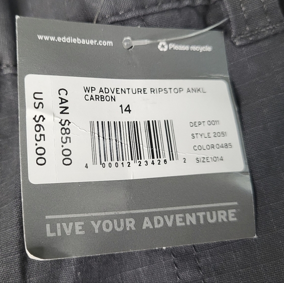 Eddie Bauer Ripstop Adventure Ankle Pants. 14P Carbon - Picture 12 of 14